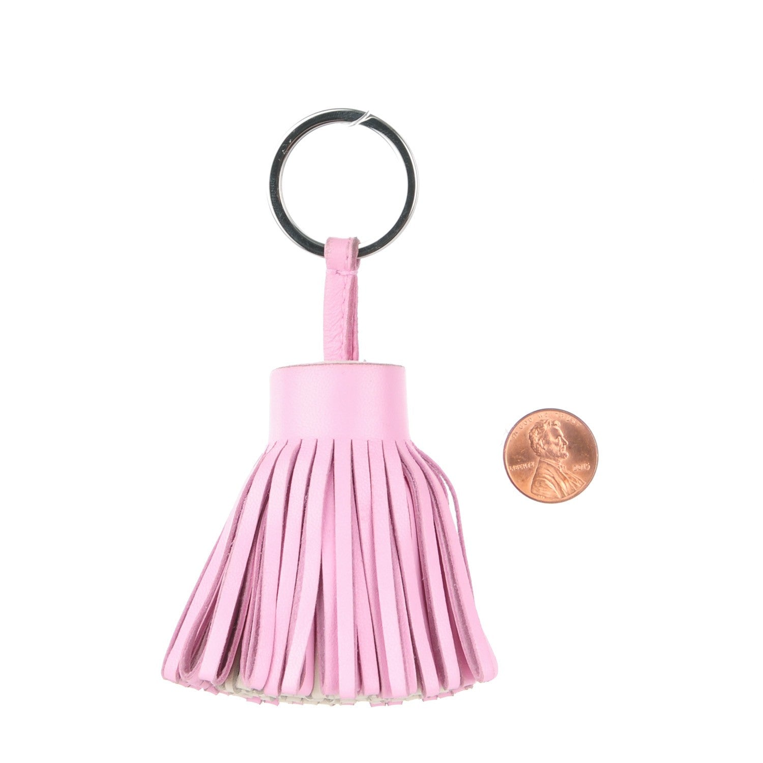 Hermes Lambskin Bi-Color Carmen Tassel Key Holder Rose Sakura White 2 of 3