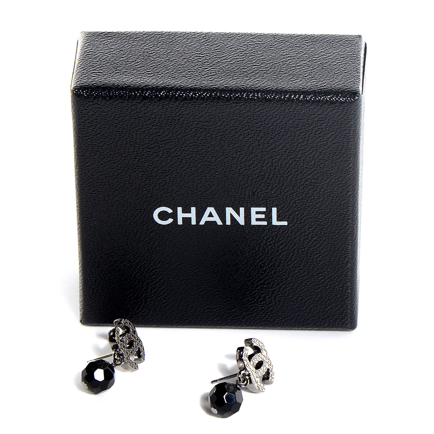 Chanel Beaded CC Dangle Earrings Black 4 of 4