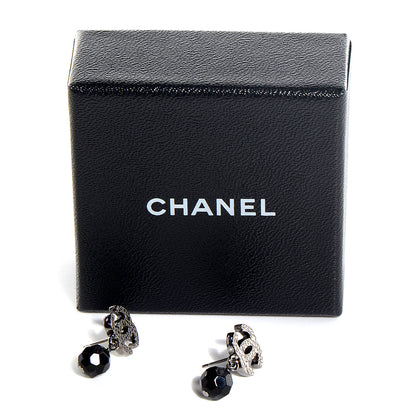 Chanel Beaded CC Dangle Earrings Black 4 of 4