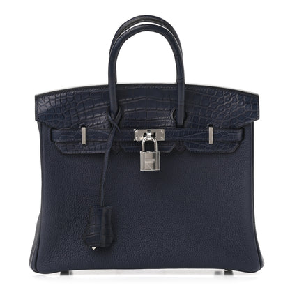 Hermes Togo Matte Alligator Birkin Touch 25 Bleu Nuit Bleu Indigo 1 of 10