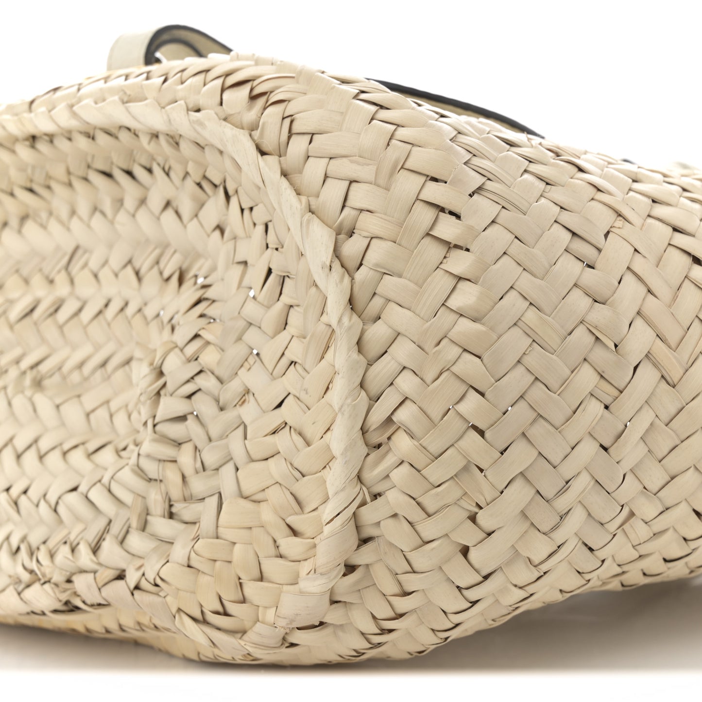 Raffia Grain Calfskin Medium Marcie Basket White