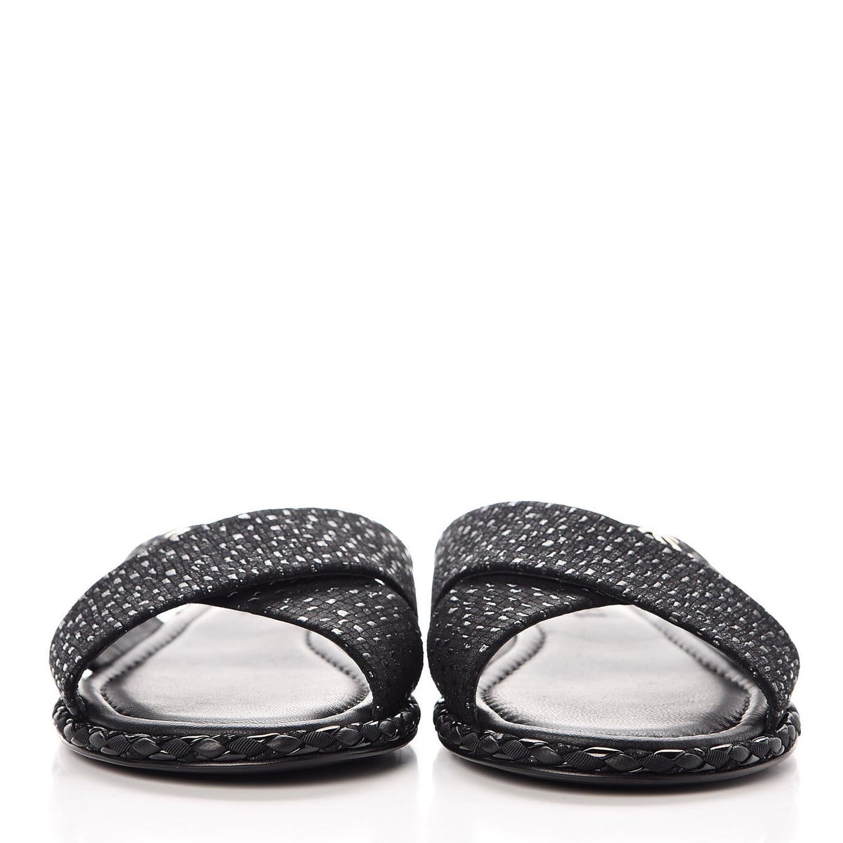 Chanel Fabric Mule Sandals 38 Black 2 of 8
