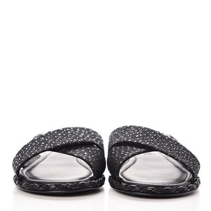 Chanel Fabric Mule Sandals 38 Black 2 of 8