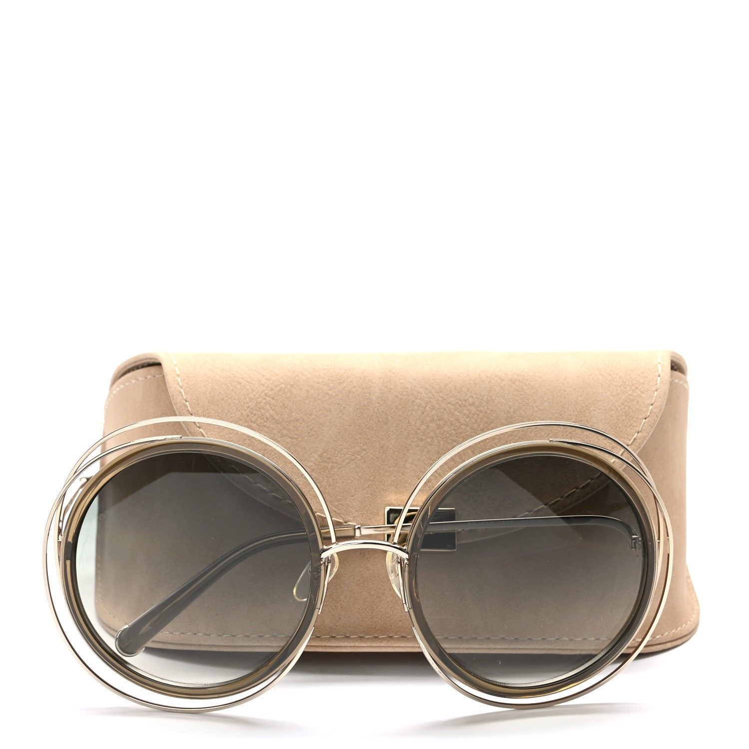 Chloe Oversized Round Carlina Sunglasses CE120S Gold Khaki 7 of 7