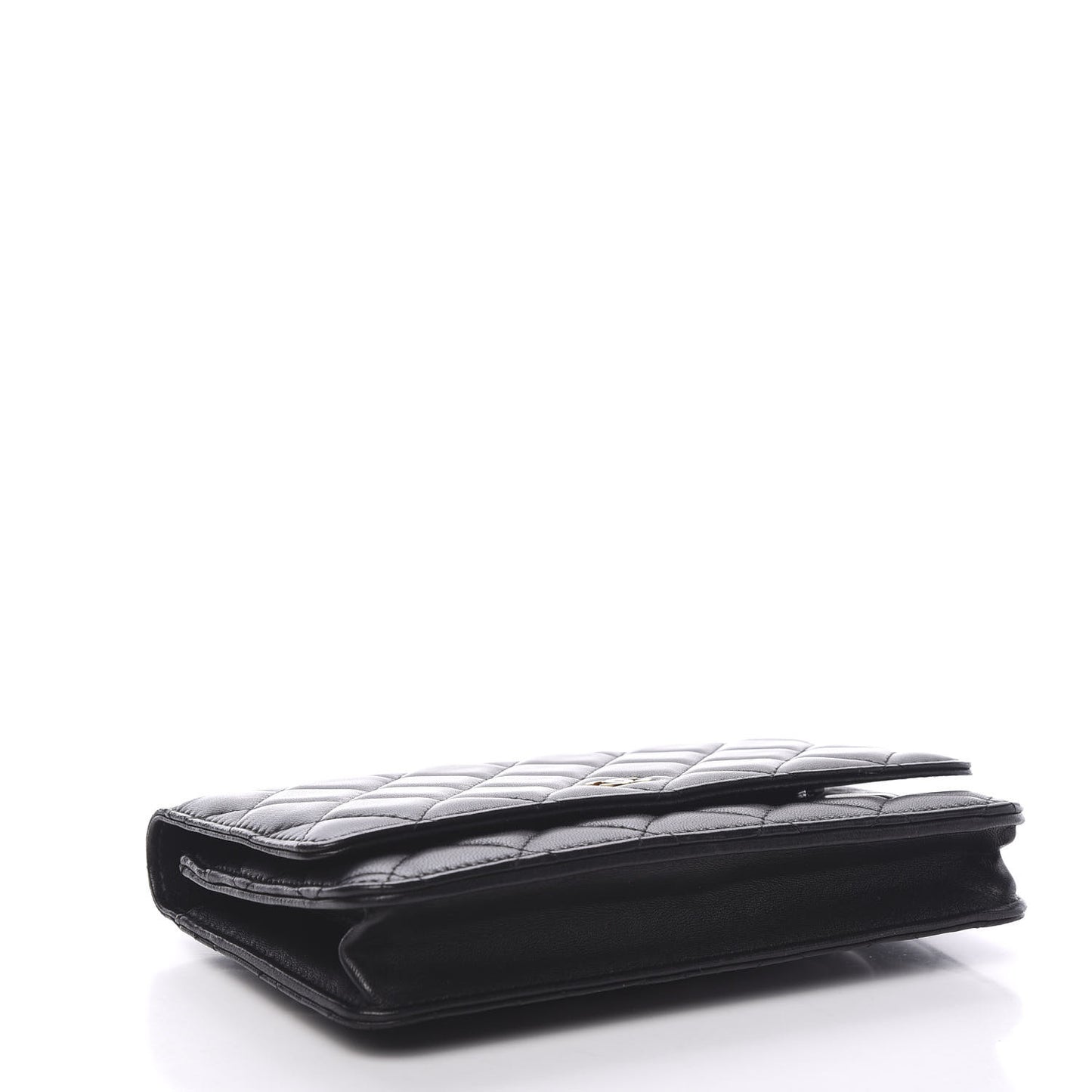 Lambskin Quilted Wallet On Chain WOC Black