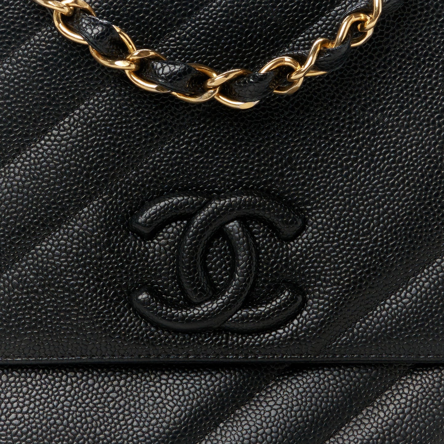 Caviar Diagonal Quilted Jumbo Single Flap Black
