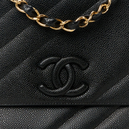Chanel Caviar Diagonal Quilted Jumbo Single Flap Black 9 of 12