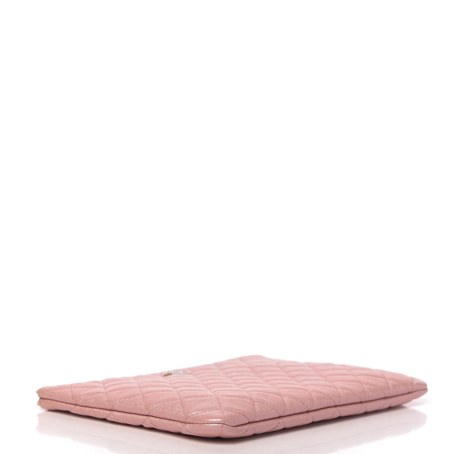 Iridescent Caviar Quilted Medium Cosmetic Case Rose Pink