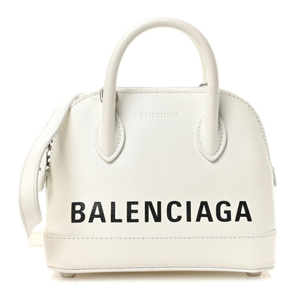 Balenciaga Grained Calfskin XXS Ville Top Handle Bag White Black 1 of 13