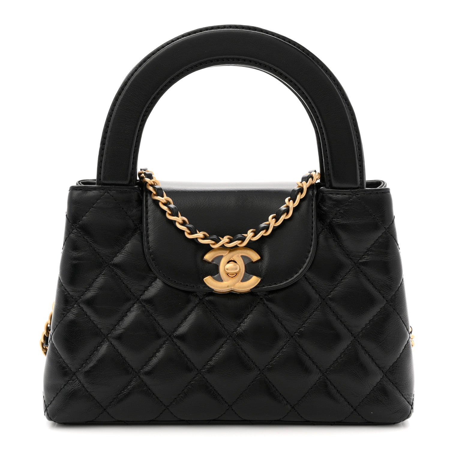 Chanel Shiny Aged Calfskin Quilted Nano Kelly Shopper Black 1 of 11