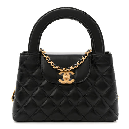 Chanel Shiny Aged Calfskin Quilted Nano Kelly Shopper Black 1 of 11