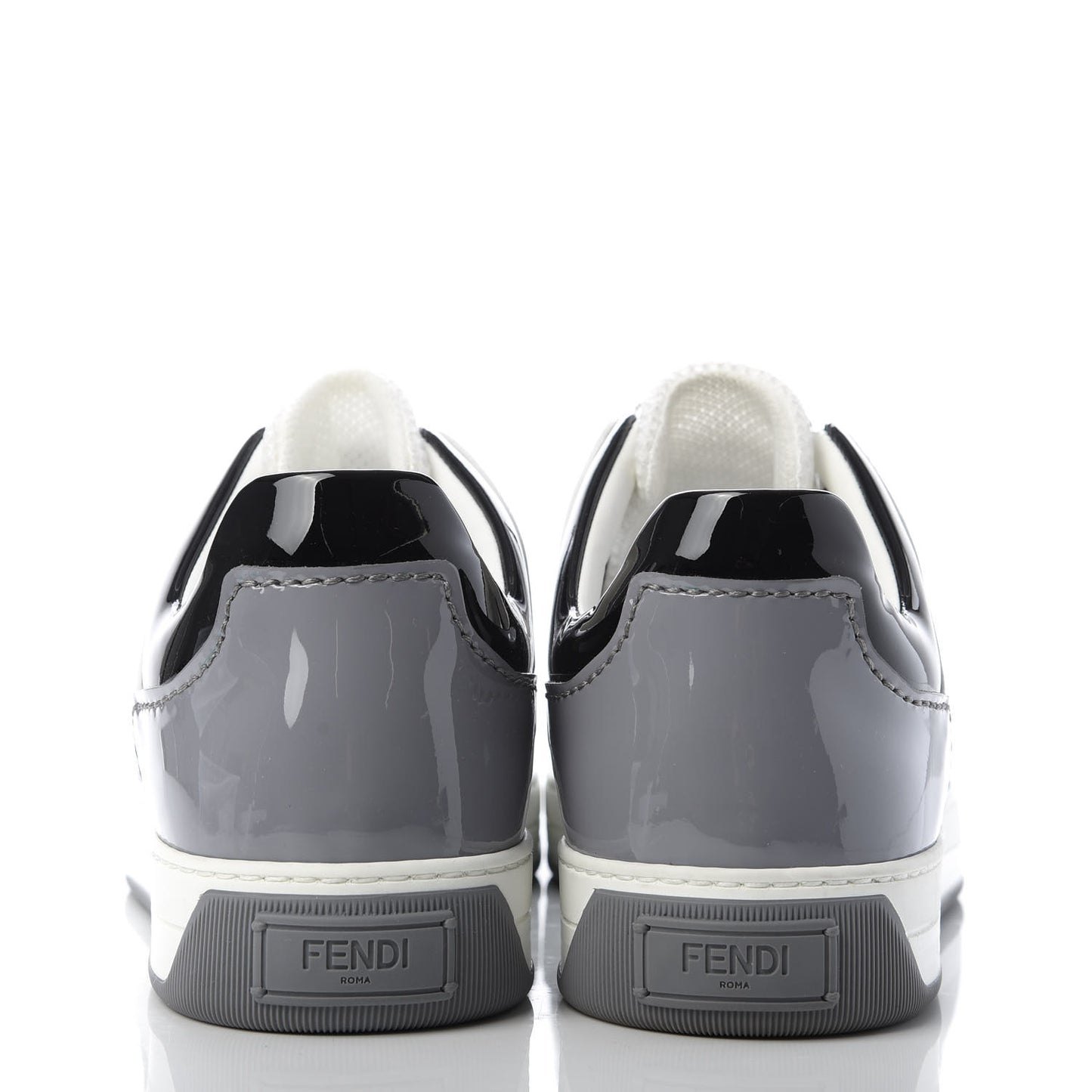 Patent Technical Mesh FF Mens Fancy Low Top Sneakers 7 Black White Grey