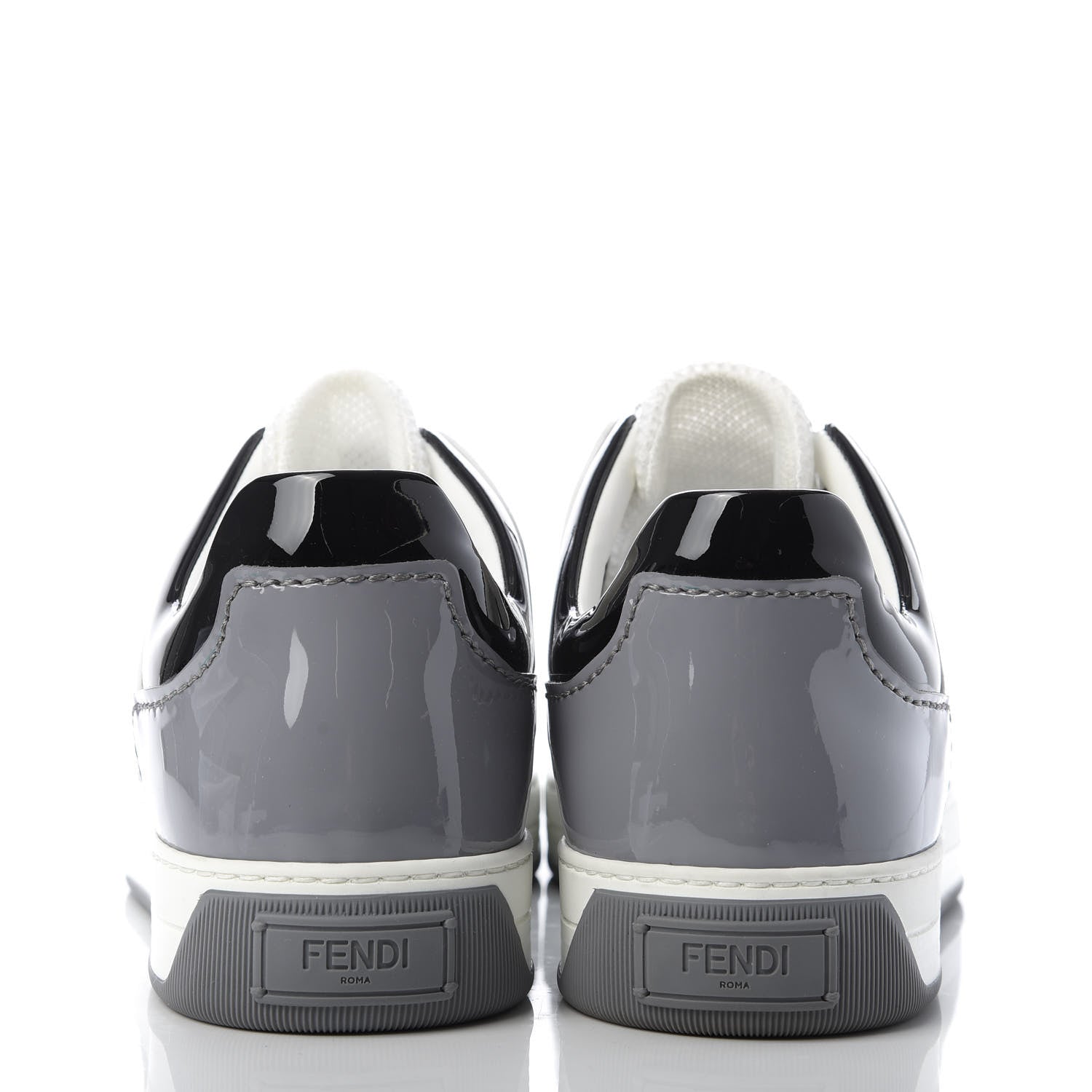 Fendi Patent Technical Mesh FF Mens Fancy Low Top Sneakers 7 Black White Grey 6 of 10