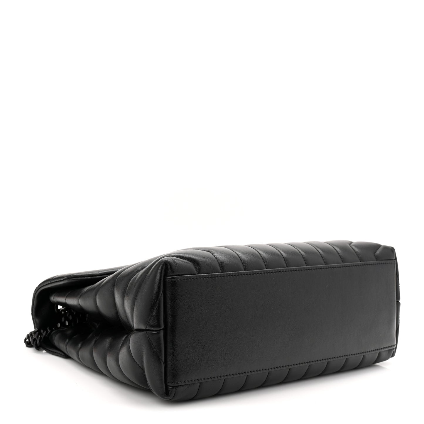 Calfskin Y Quilted Monogram Monochrome Medium Loulou Chain Satchel Black