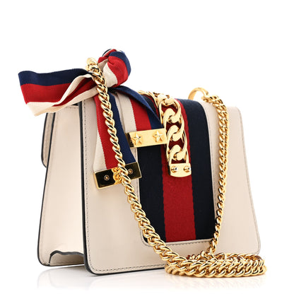 Gucci Calfskin Mini Sylvie Chain Shoulder Bag White 3 of 12