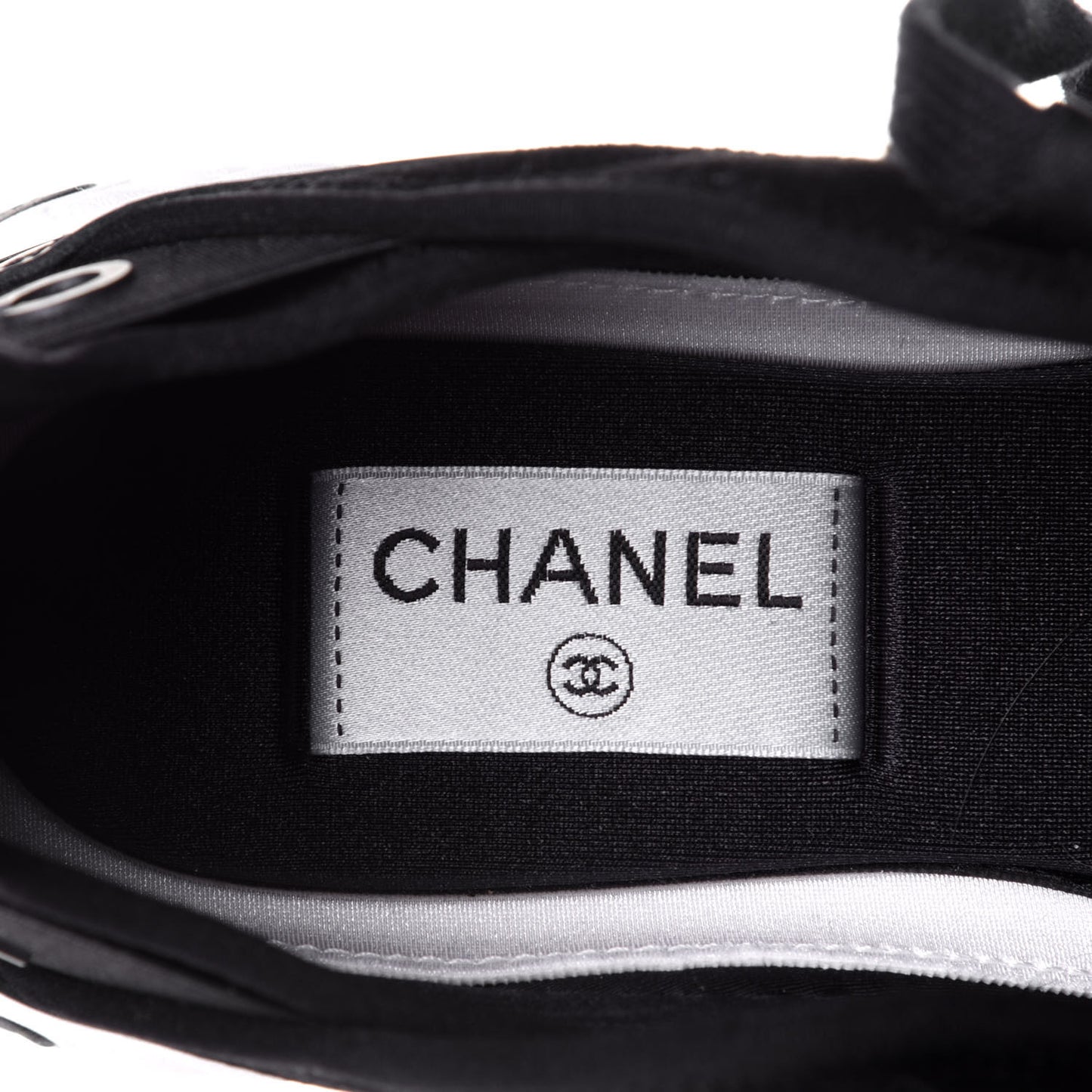 Velvet Calfskin Mixed Fibers CC Sneakers 38 Black