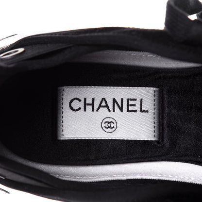 Chanel Velvet Calfskin Mixed Fibers CC Sneakers 38 Black 9 of 11