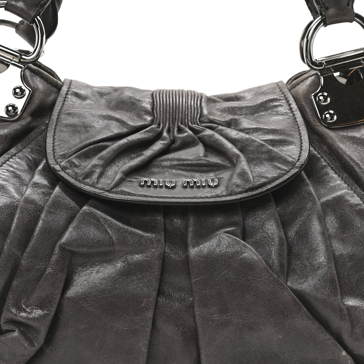 Vitello Pleated Hobo Grey