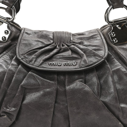 Miu Miu Vitello Pleated Hobo Grey 7 of 9