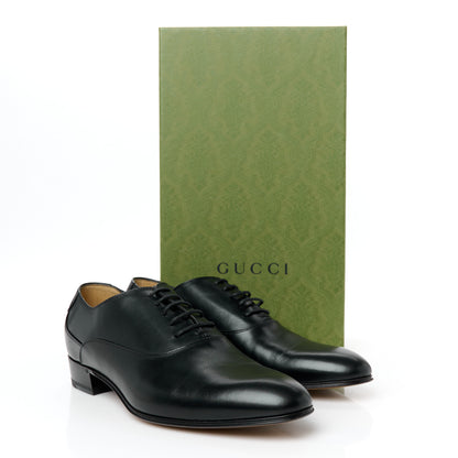 Gucci New Waxed Calfskin Mens Oxfords 8.5 Black 10 of 10