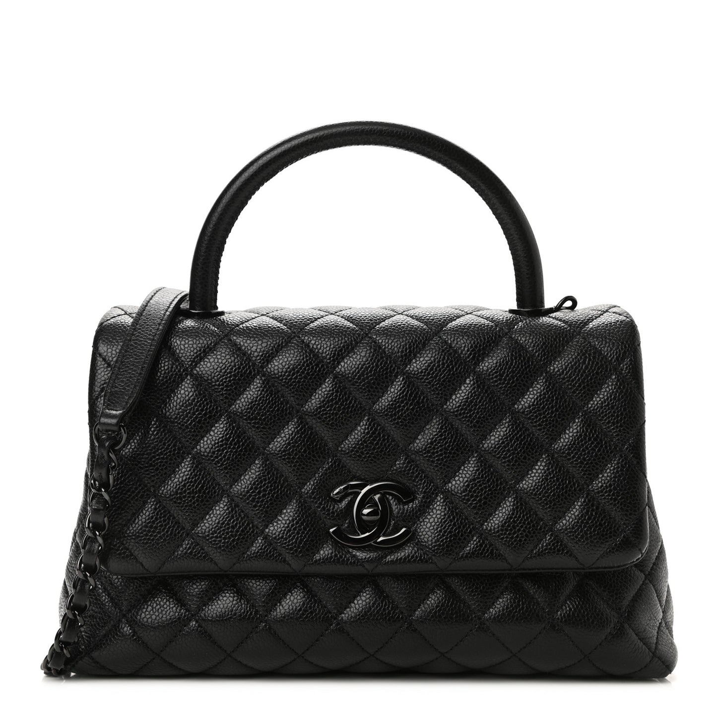 Caviar Quilted Small Coco Handle Flap So Black