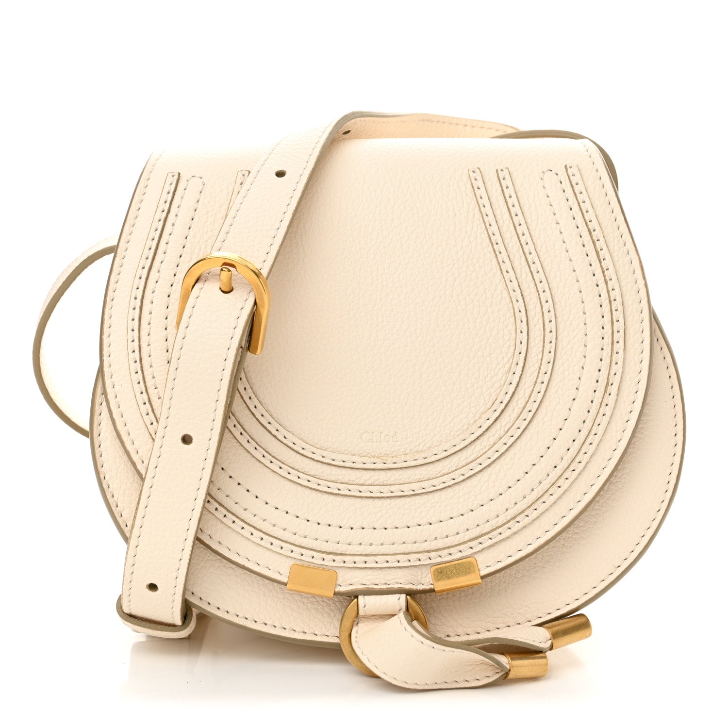 Chloe Grained Calfskin Small Marcie Round Crossbody Bag Misty Ivory 1 of 11