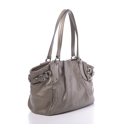 Prada Metallic Soft Calf Shopping Tote Fumo Mordore 3 of 10