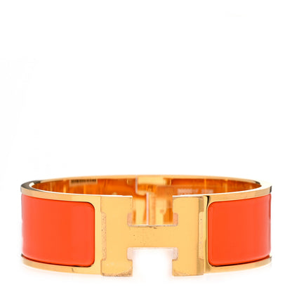 Hermes Enamel Wide Clic Clac H Bracelet GM Orange 1 of 5