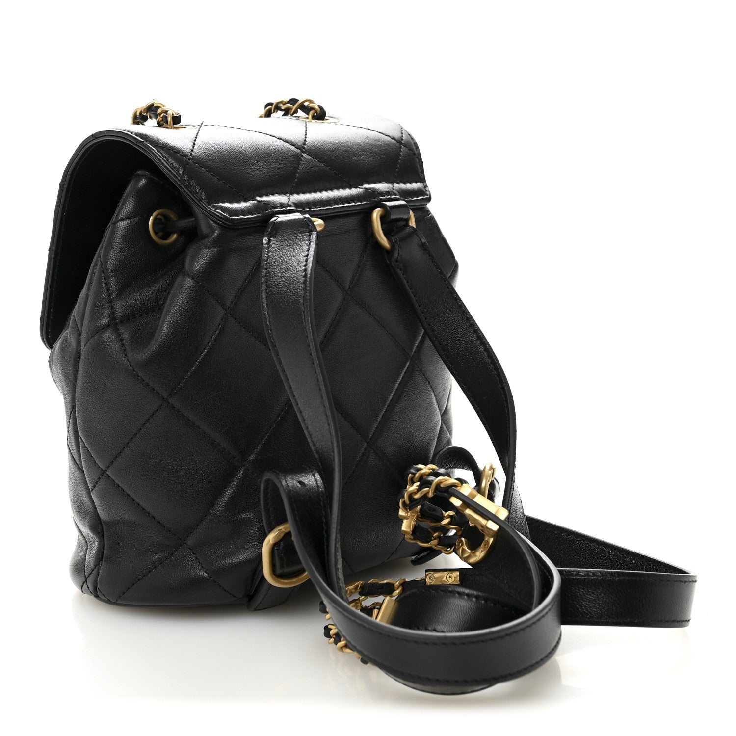 Chanel Lambskin Quilted Logo Mini Backpack Black 3 of 10