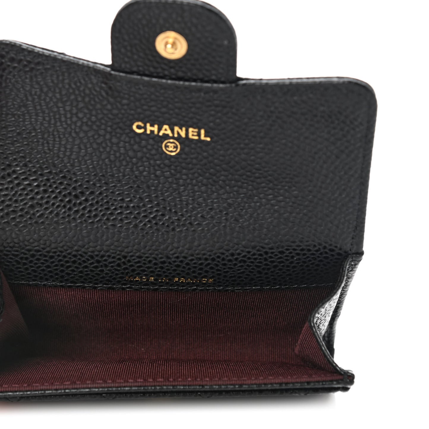 Caviar Quilted Flap Card Holder Wallet Black