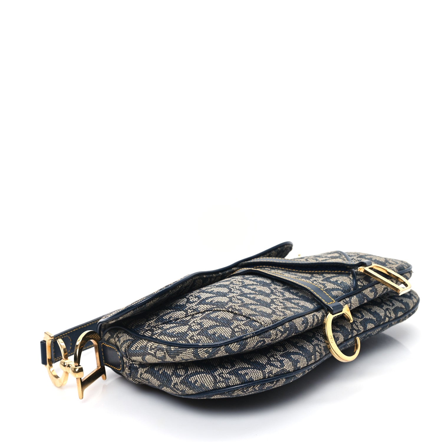 Christian Dior Monogram Double Saddle Bag Navy Blue 4 of 13