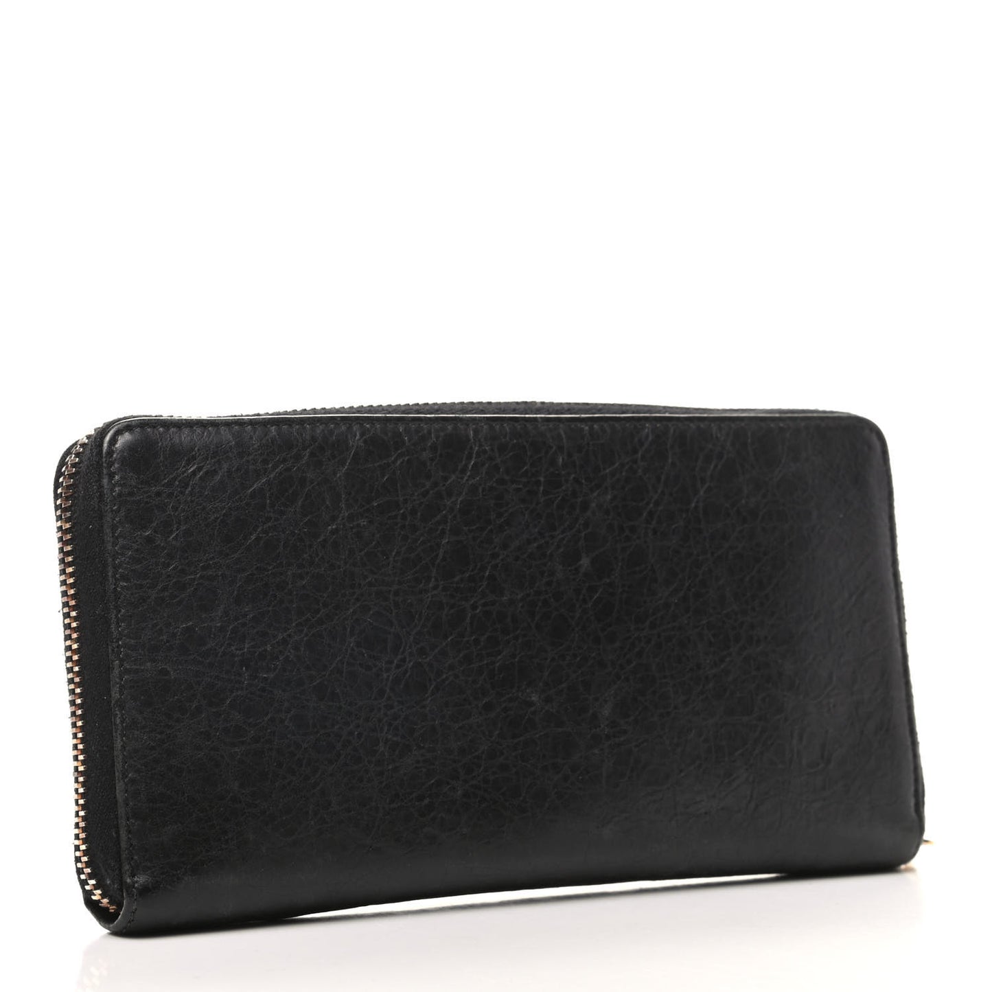 Agneau Giant 12 Rose Gold Hardware Continental Zip Around Wallet Black