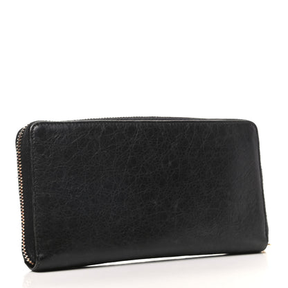 Balenciaga Agneau Giant 12 Rose Gold Hardware Continental Zip Around Wallet Black 3 of 8