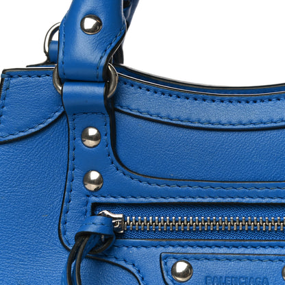 Balenciaga Smooth Calfskin Neo Classic Silver Hardware Mini City Bleu 26 of 28