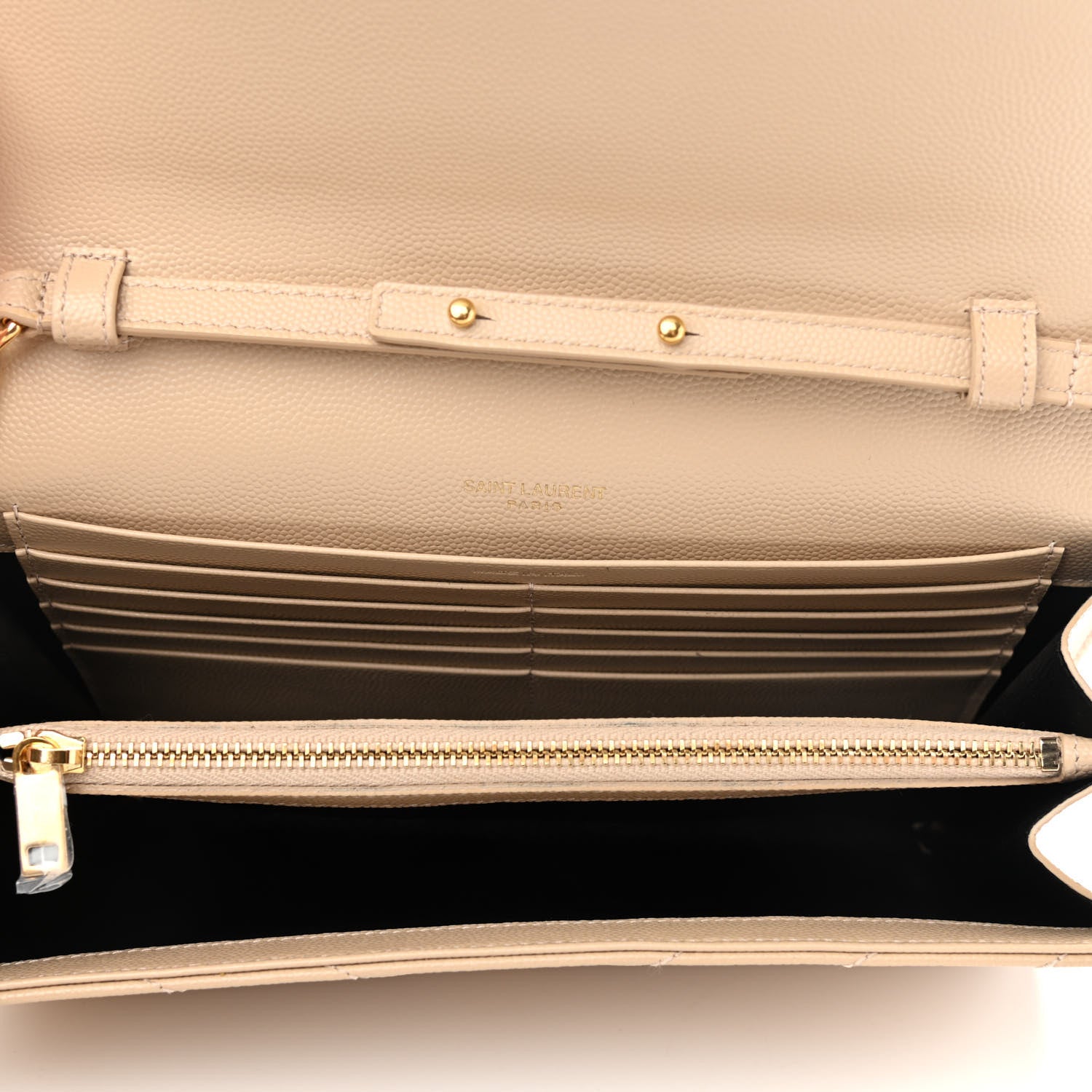 Saint Laurent Grain De Poudre Matelasse Chevron Monogram Chain Wallet Nude Powder 5 of 8
