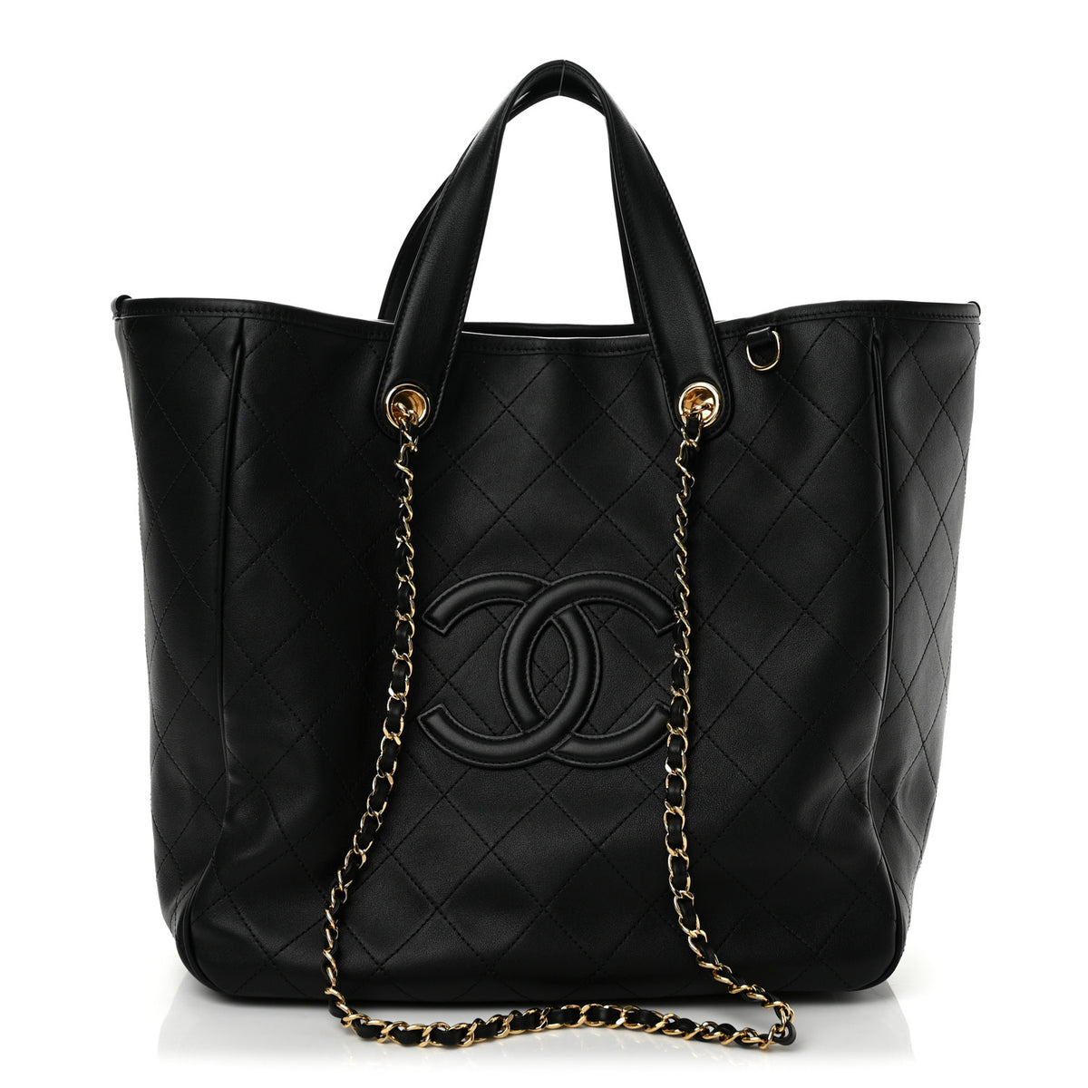 Chanel Calfskin Quilted Large CC Shopping Bag Black 1 of 9