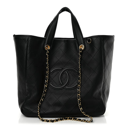 Chanel Calfskin Quilted Large CC Shopping Bag Black 1 of 9