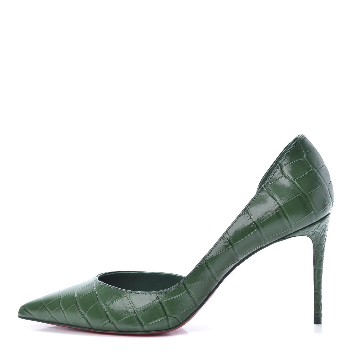 Christian Louboutin Crocodile Embossed Calfskin Iriza 100 Pumps 39 Green 1 of 9