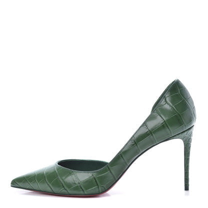 Christian Louboutin Crocodile Embossed Calfskin Iriza 100 Pumps 39 Green 1 of 9