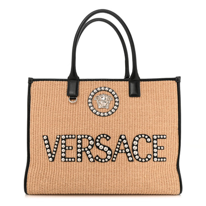 Versace Raffia Studded La Medusa Large Tote Beige 1 of 11