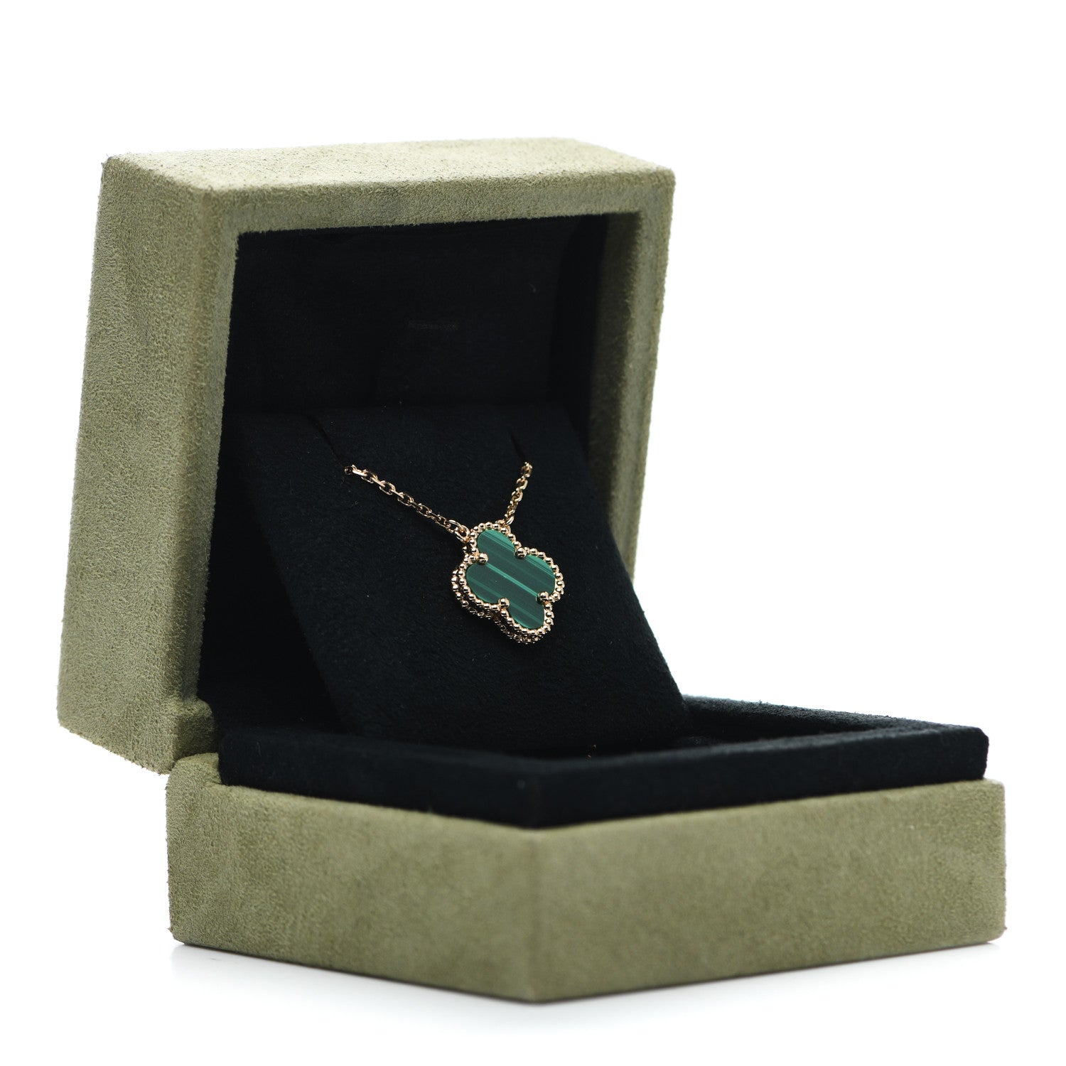 Van Cleef & Arpels 18K Yellow Gold Malachite Vintage Alhambra Pendant Necklace 6 of 6