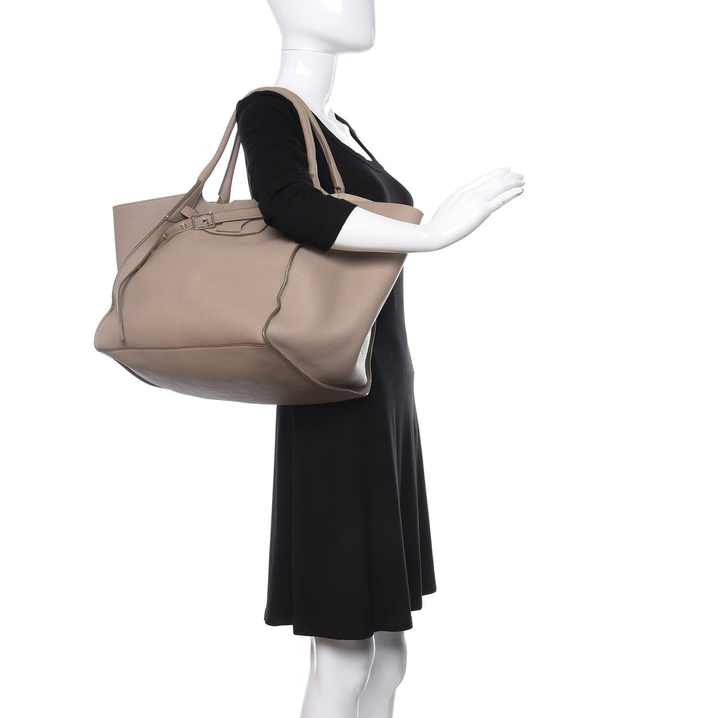 Supple Grained Calfskin Medium Big Bag Light Taupe