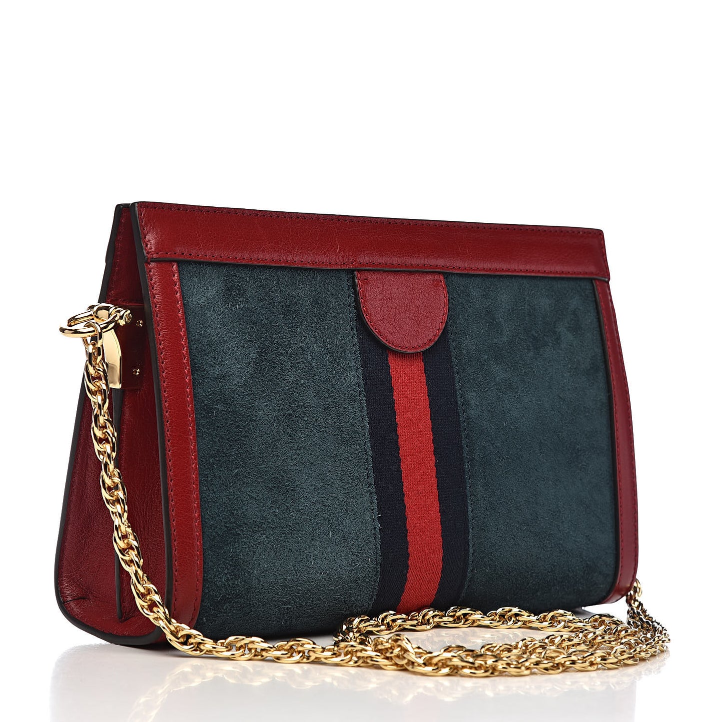 Suede Calfskin Web Small Ophidia Chain Shoulder Bag New Blue Romantic Cherry