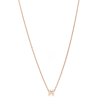 Hermes Lacquered Rose Gold Mini Pop H Pendant Necklace White 1 of 3
