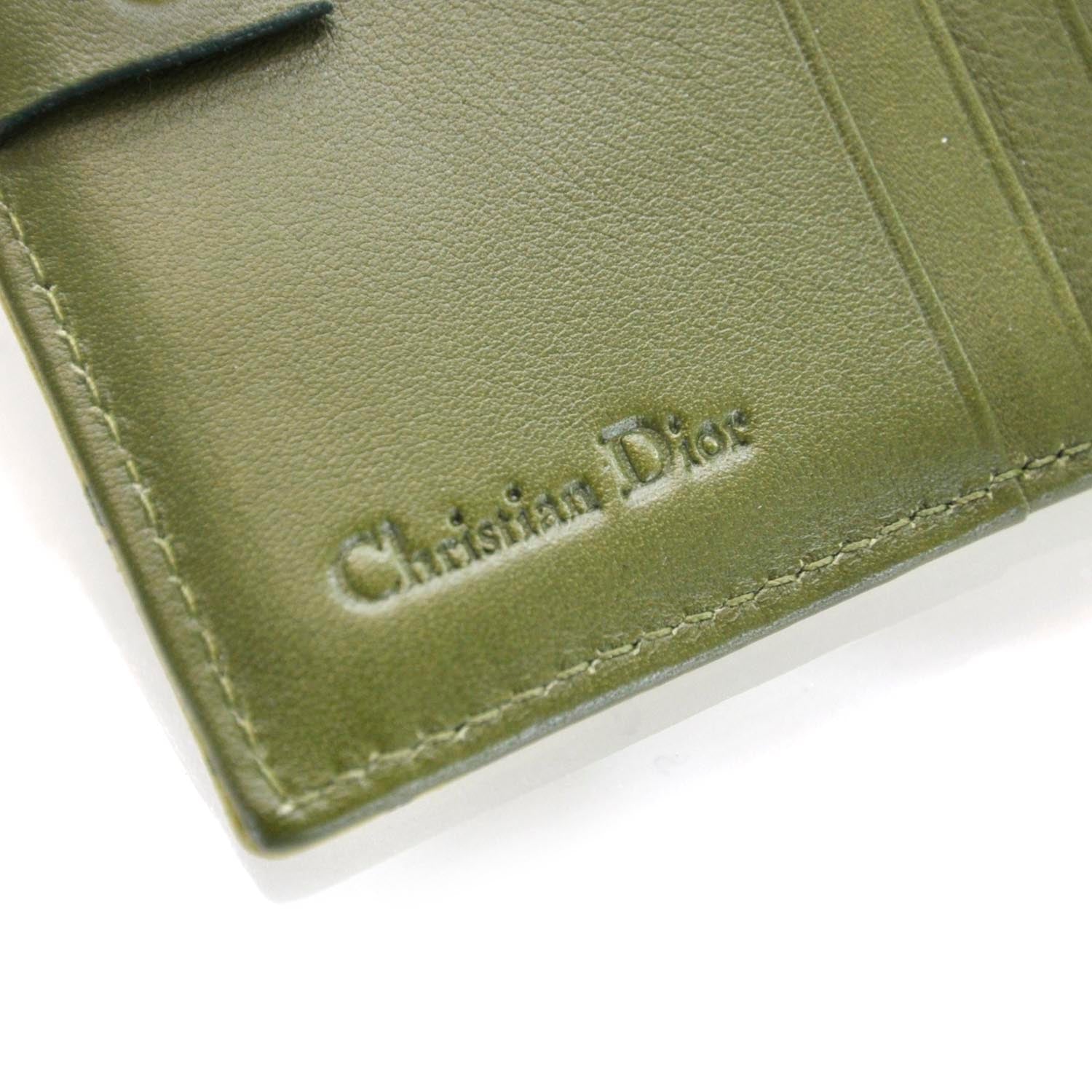 Christian Dior Ostrich Saddle Compact Wallet Green 6 of 7