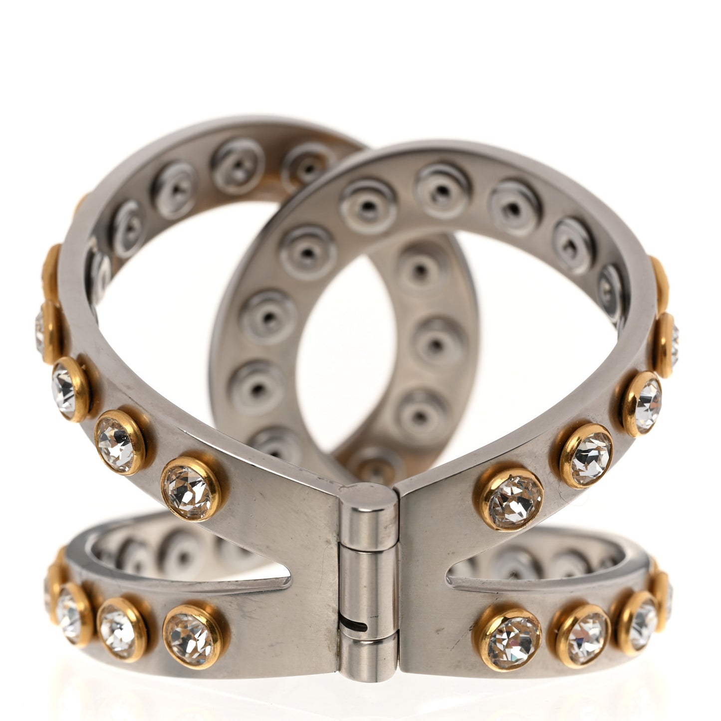Metal Crystal CC Cuff Silver Gold