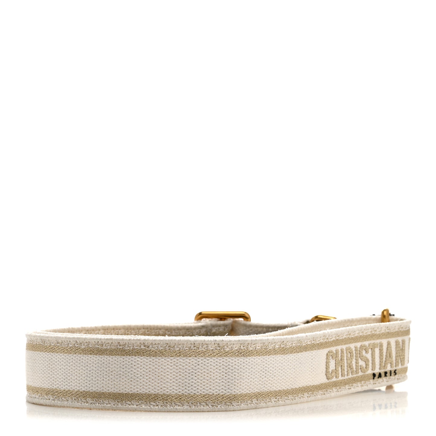 Canvas Embroidered Shoulder Strap White Gold
