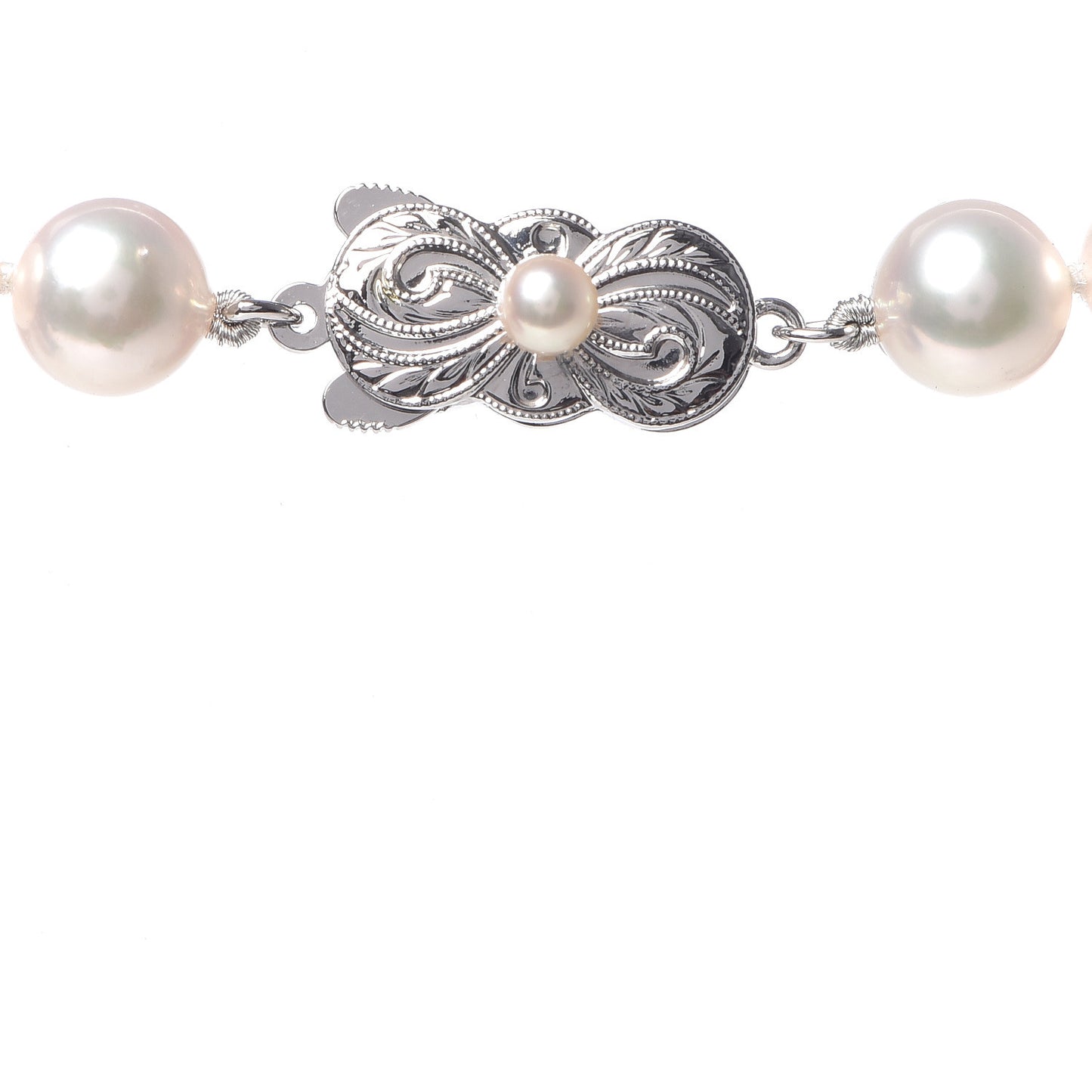 Sterling Silver Akoya Pearl 7.5mm-8mm Pearl Strand Necklace 17