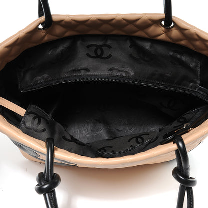 Chanel Calfskin Quilted Large Cambon Tote Beige Black 8 of 8
