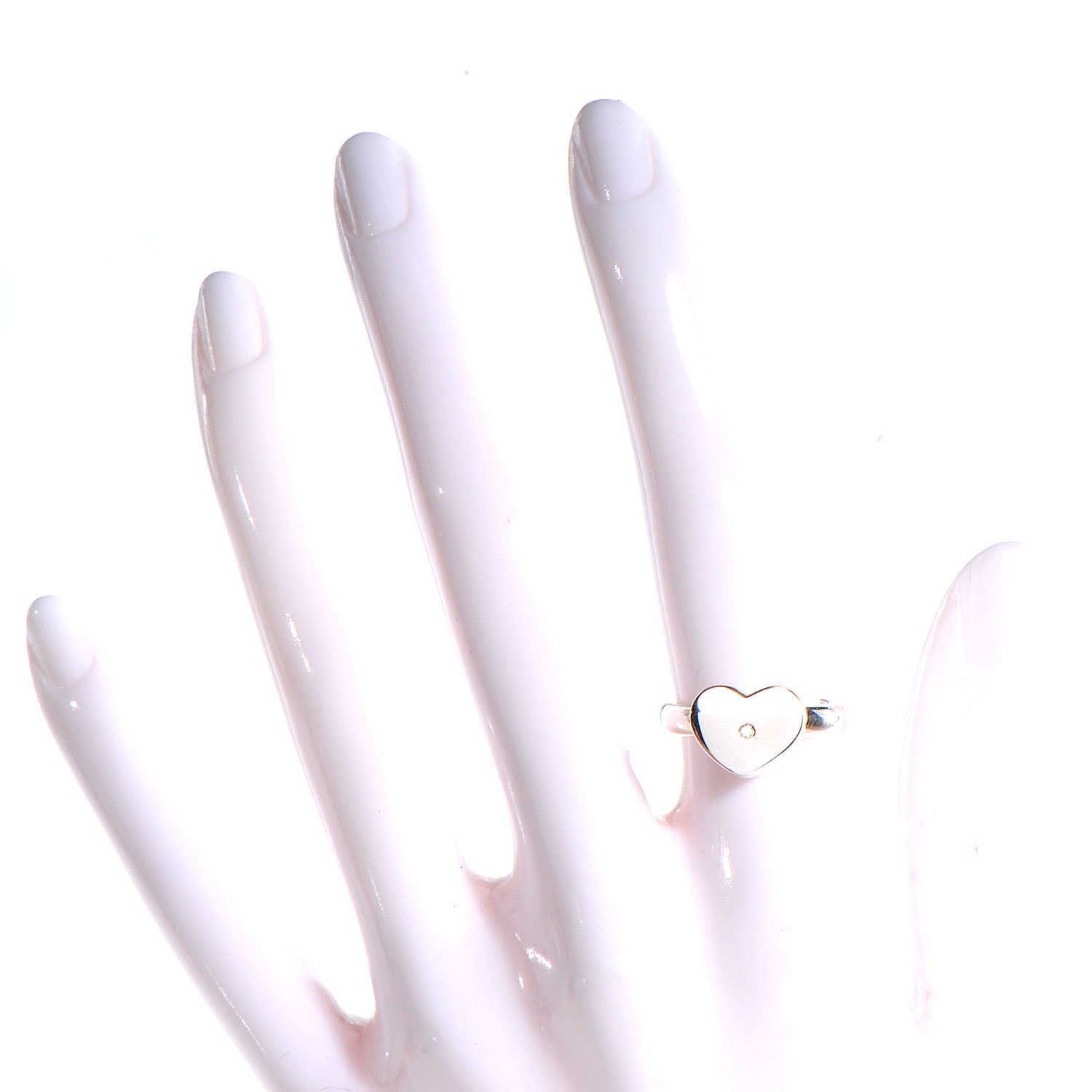 Tiffany Sterling Silver Modern Heart Diamond Ring 5.5 3 of 5